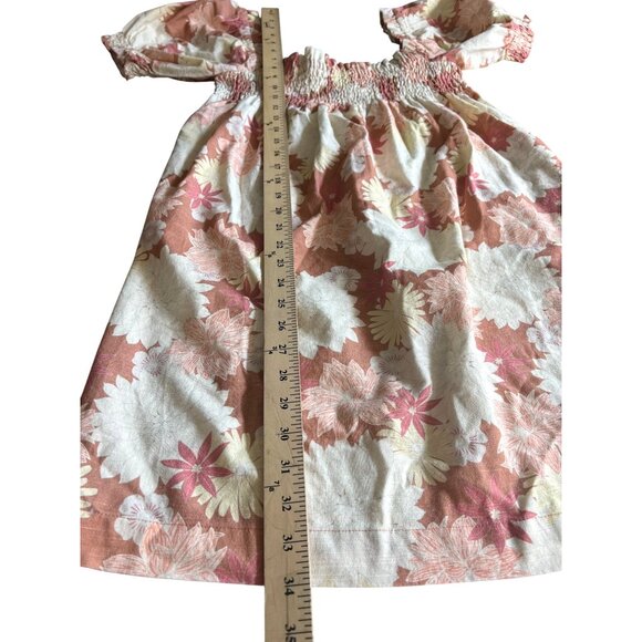 Faherty Coral Floral Organic Cotton Smocked Square-Neck Puff-Sleeve Dress Small - Picture 12 of 14